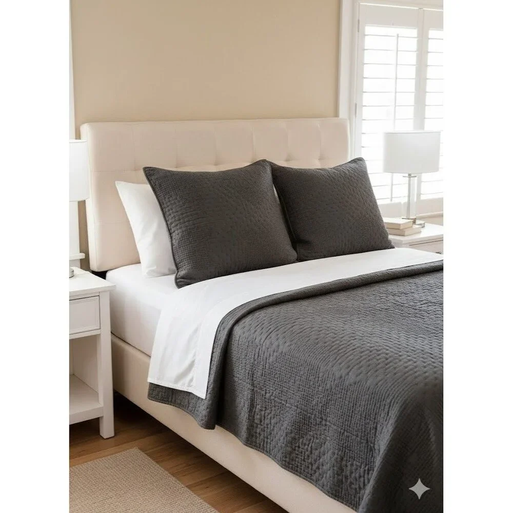 Pottery Barn CHLOE Quilted Square Sham Set of 2 Pillowcases‎ Classic Chic